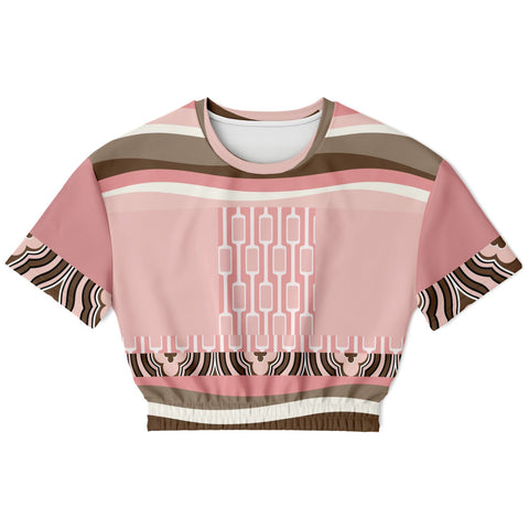 Pink Geo Zebra Cropped Sweater Cropped Short Sleeve Sweater - Thathoodyshop