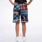Andromeda Blue Patchwork Basketball Shorts Basketball Shorts - Thathoodyshop