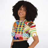 Pink Paisley Visage Cropped Sweater Cropped Sweater - Thathoodyshop