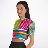 OG San Diego Polka Dot Patchwork Cropped Sweater Cropped Short Sleeve Sweatshirt - Thathoodyshop