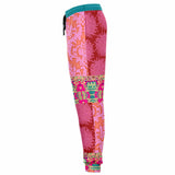 Gypsy Beat Pink Patchwork Unisex Fleece Joggers Joggers - Thathoodyshop