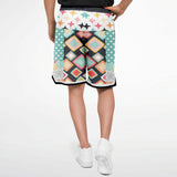 Old Miami Yellow Patchwork Basketball Shorts Basketball Short Rib - AOP - Thathoodyshop