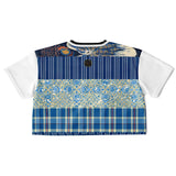 Andromeda Blue Patchwork Crop Jersey Cropped Football Jersey - Thathoodyshop