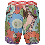 Serendipity Peach Floral Compression Activity Shorts Athletic Shorts - Thathoodyshop