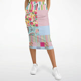 Pink Sherbert Floral Patchwork Plaid Long Pocket Skirt Long Pocket Skirt - Thathoodyshop