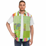 Green Anjou Pear Patchwork Button Down Shirt Short Sleeve Button Down Shirt - Thathoodyshop