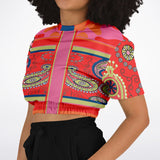 Chili Pepper Camo Paisley Cropped Sweater Cropped Short Sleeve Sweatshirt - Thathoodyshop