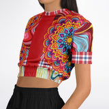 Hippy-Dippy Red Cropped Sweater Cropped Short Sleeve Sweater - Thathoodyshop