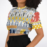 Tallulah Bankhead Elevate Patchwork Short Sleeve Cropped Eco-Poly Sweater Cropped Short Sleeve Sweater - Thathoodyshop