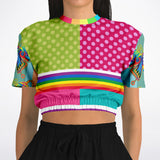 OG San Diego Polka Dot Patchwork Cropped Sweater Cropped Short Sleeve Sweatshirt - Thathoodyshop
