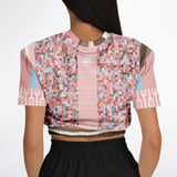 Pink Geo Holy Mosaic Cropped Sweater Cropped Short Sleeve Sweater - Thathoodyshop