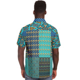 Many Blessings Horus Eye Patchwork Button Down Shirt Short Sleeve Button Down Shirt - Thathoodyshop
