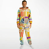 Happy Valley Retro Floral Polka Dot Patchwork Unisex Fleece Romper Fleece Romper - Thathoodyshop