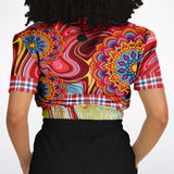 Hippy-Dippy Red Cropped Sweater Cropped Short Sleeve Sweater - Thathoodyshop