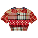 Jersey Salsa Red Plaid Cropped Sweater Cropped Short Sleeve Sweater - Thathoodyshop