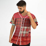 Jersey Salsa Plaid Patchwork Button Front Jersey Baseball Jersey - Thathoodyshop