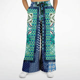 Mykonos Floral Tile Stretchy Phat Bellbottoms Wide Leg Pants - Thathoodyshop