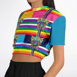 OG San Diego Rainbow Stripe Short Sleeve Cropped Sweater Cropped Short Sleeve Sweater - Thathoodyshop
