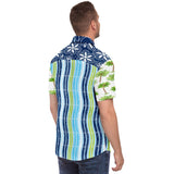 Mykonos Striped Graffiti Print Short Sleeve Button Down Shirt Short Sleeve Button Down Shirt - Thathoodyshop