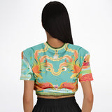 The Koi Dragon Cropped Sweater Cropped Short Sleeve Sweater - Thathoodyshop