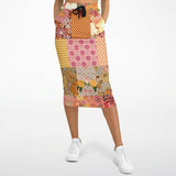 Yogananda Red Floral Patchwork Eco-Poly Long Pocket Skirt Long Pocket Skirt - Thathoodyshop