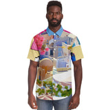 Santorini S/S Button Down Shirt Short Sleeve Button Down Shirt - AOP - Thathoodyshop