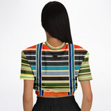 Tequila Sunrise Striped Cropped Sweater Cropped Short Sleeve Sweater - Thathoodyshop