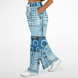 Blue Geo Patchwork Bellbottoms Flare Leg Pants - Thathoodyshop