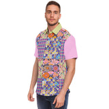 Mercury Retrograde Patchwork Plaid Button Down Shirt Short Sleeve Button Down Shirt - AOP - Thathoodyshop
