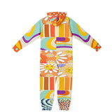 Happy Valley Retro Floral Polka Dot Patchwork Unisex Fleece Romper Fleece Romper - Thathoodyshop