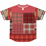 Jersey Salsa Plaid Patchwork Button Front Jersey Baseball Jersey - Thathoodyshop