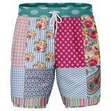 Pink Sherbert Floral Patchwork Compression Activity Shorts Compression Shorts - Thathoodyshop