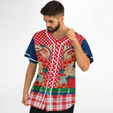 Busan Fleur Plaid Patchwork Button Front Jersey Baseball Jersey - Thathoodyshop