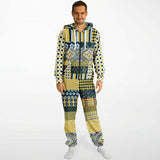 Dauphin Diamond Stripe Patchwork Unisex Fleece Romper Fleece Jumpsuit - Thathoodyshop