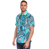 Aqua Amarillo S/S Button Down Shirt Short Sleeve Button Down Shirt - AOP - Thathoodyshop