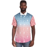 Pink Glacier S/S Button Down Shirt Short Sleeve Button Down Shirt - AOP - Thathoodyshop