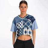 Blueberry Hill Crop Jersey Cropped Football Jersey - Thathoodyshop