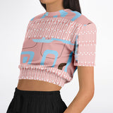 Pink Geo Gallagher Cropped Sweater Cropped Short Sleeve Sweater - Thathoodyshop