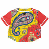 Chili Pepper Camo Paisley Cropped Button Front Jersey Cropped Baseball Jersey - AOP - Thathoodyshop