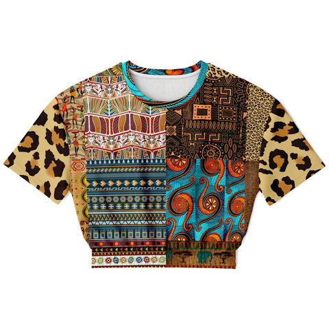 Mother Lode African Print Cropped Sweater Cropped Short Sleeve Sweater - Thathoodyshop