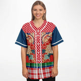 Busan Fleur Plaid Patchwork Button Front Jersey Baseball Jersey - Thathoodyshop