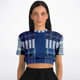 Fair Isle Blue Cropped Sweater Cropped Short Sleeve Sweater - Thathoodyshop