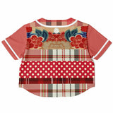 Jersey Salsa Floral Plaid Patchwork Cropped Button Front Jersey Cropped Baseball Jersey - AOP - Thathoodyshop