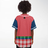 Busan Fleur Plaid Patchwork Button Front Jersey Baseball Jersey - Thathoodyshop