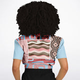 Pink Geo Retro Striped Cropped Sweater Cropped Short Sleeve Sweater - Thathoodyshop