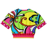 OG San Diego Vintage Floral Butterfly Short Sleeve Cropped Sweater Cropped Short Sleeve Sweatshirt - Thathoodyshop