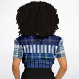 Fair Isle Blue Cropped Sweater Cropped Short Sleeve Sweater - Thathoodyshop
