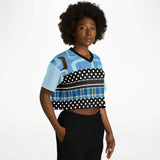 Pacific Palisades Blue Geo Crop Jersey Cropped Football Jersey - Thathoodyshop