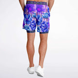 Norma Jean Purple Plaid Floral Compression Activity Shorts Athletic Shorts - Thathoodyshop