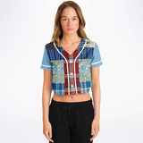 Andromeda Blue Hobo Cropped Button Front Jersey Cropped Baseball Jersey - Thathoodyshop